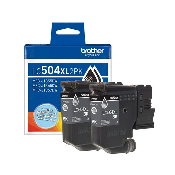 Brother Genuine LC504XL2PK Twin Pack High Yield Black Ink Cartridges