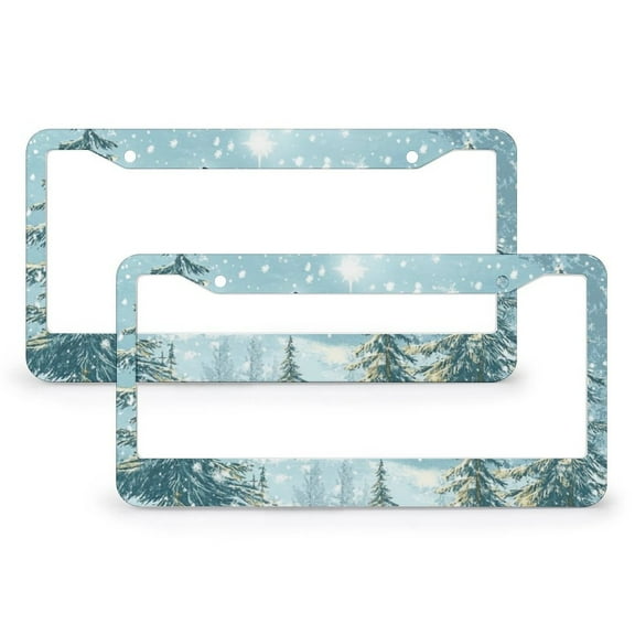 2 Pcs Set Let The Adventure Begin License Plate Frames Winter Holiday Licenses Plates Frames Front Licenses Plate Covers Car Tag Frame Stainless Aluminum 2 Holes for Us Standard Vehicles