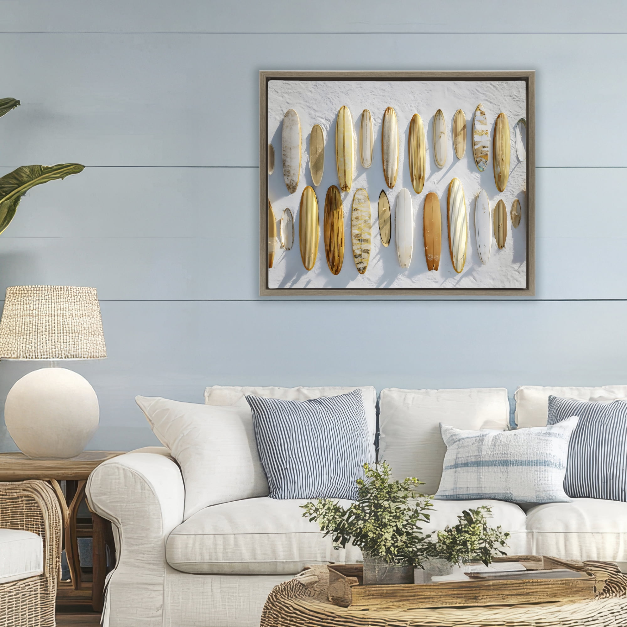 Stupell Industries Vintage Surfboard Collection Brown Framed Floater Canvas Wall Art, design by Franklyn Gregory