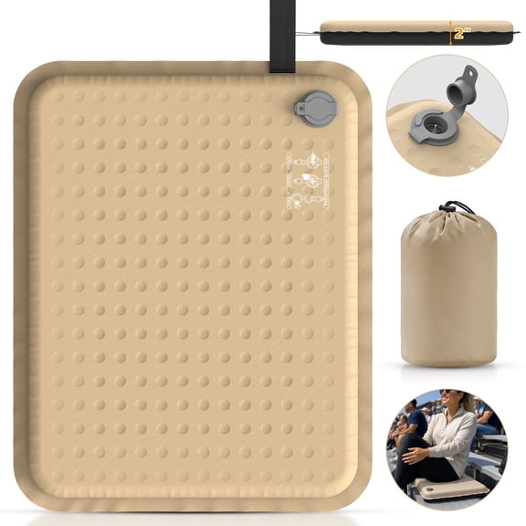 BNISE Inflatable Seat Cushion, Self Inflating Memory Foam Seat Pad with Adjustable Air Valve, Lightweight Waterproof Non-Slip Portable Travel Cushion for Camping Stadium Airplane Office