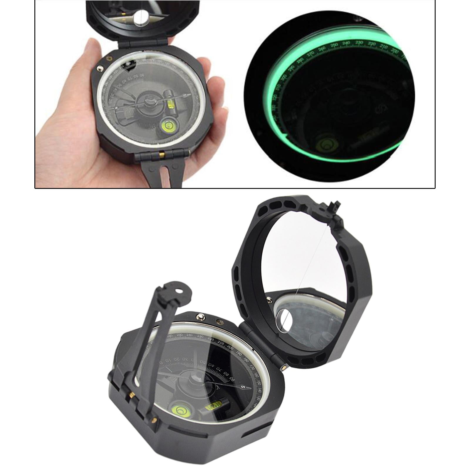 Wswqop Camping Compass Mirror with Pouch Lightweight Fluorescent for Hiking Backpacking