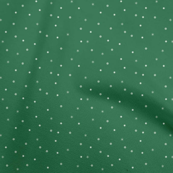 oneOone Cotton Flex Green Fabric Snowflake Sewing Craft Projects Fabric Prints By Yard 40 Inch Wide