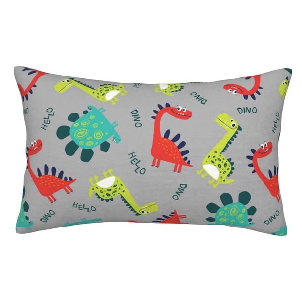 Fotbe Cute Dinosaur Funda de Almohada Decorativa Estilo Occidental, Lujo en Algodón, Fundas para Almohadas King, Cojín Estampado para Decoración del Hogar-20"x30"