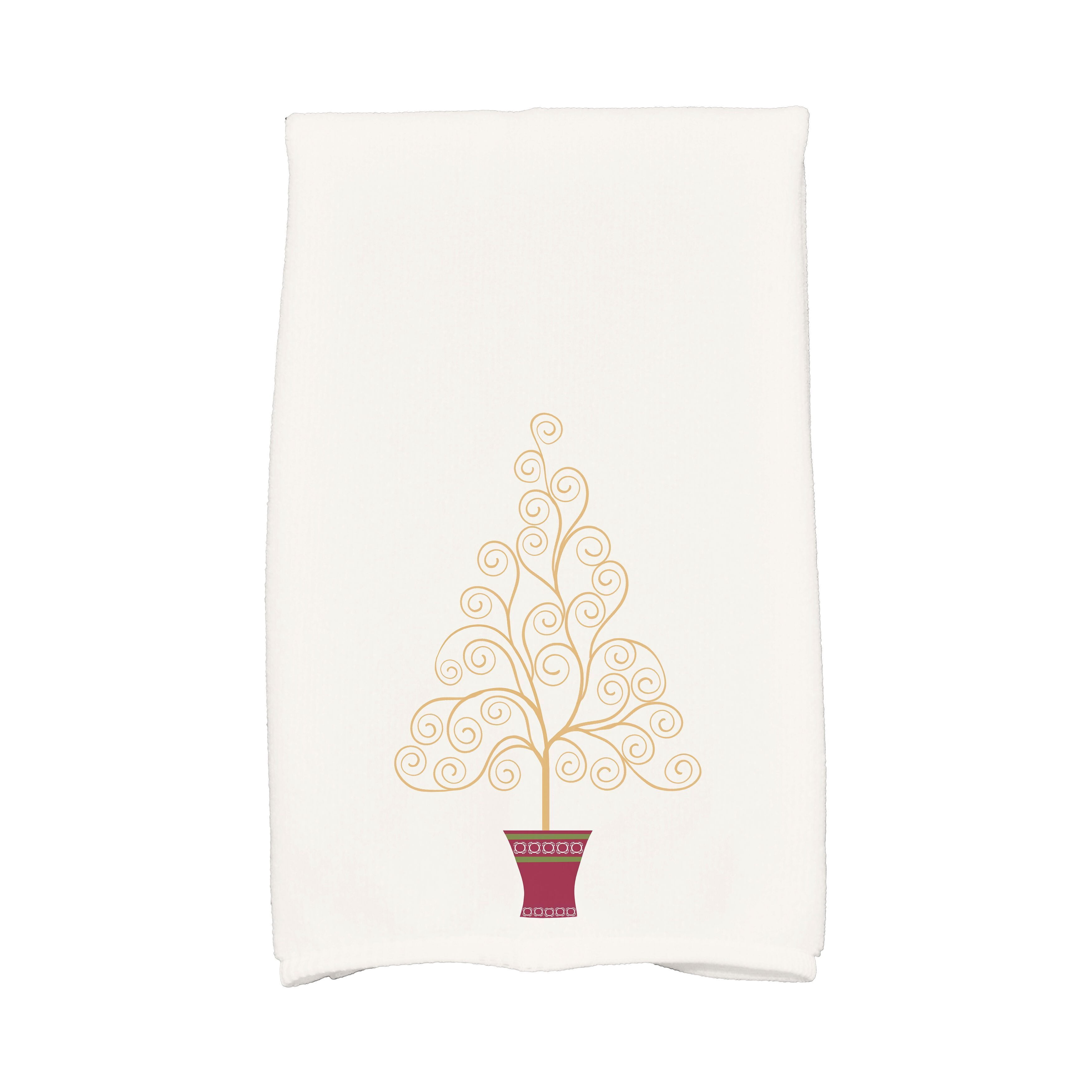 Holiday Essence Filigree Tree Geometric Print Kitchen Towel