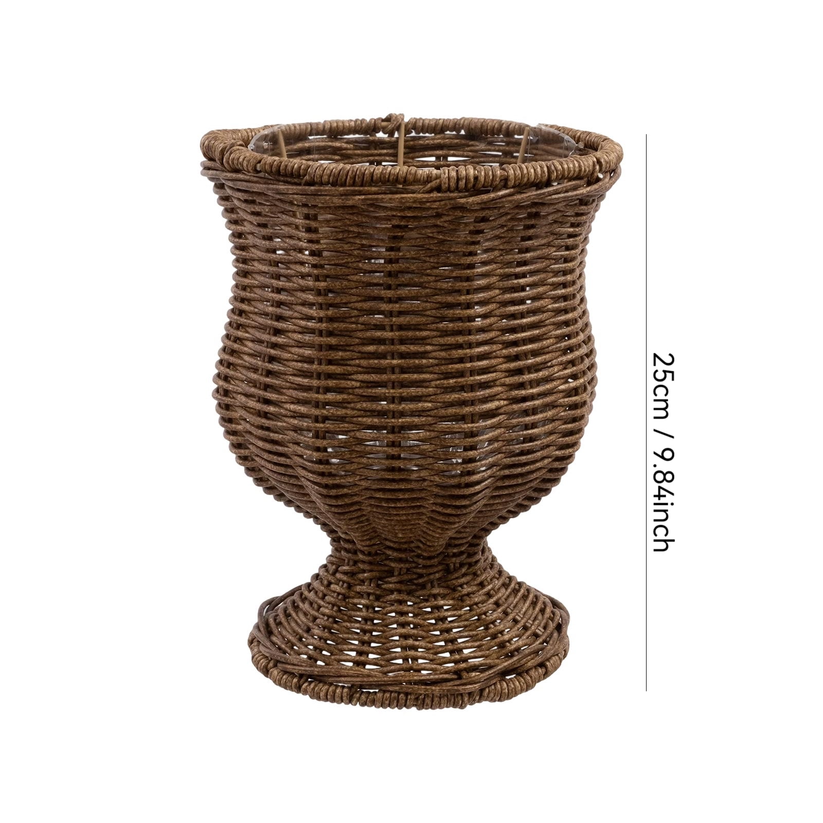 WEIH 8 Inch Goblet Woven Planter Urn Shape, Dcorative Wicker Flower Pot  Decorative Storage Basket and Planter for Porch Patio Backyard Brown