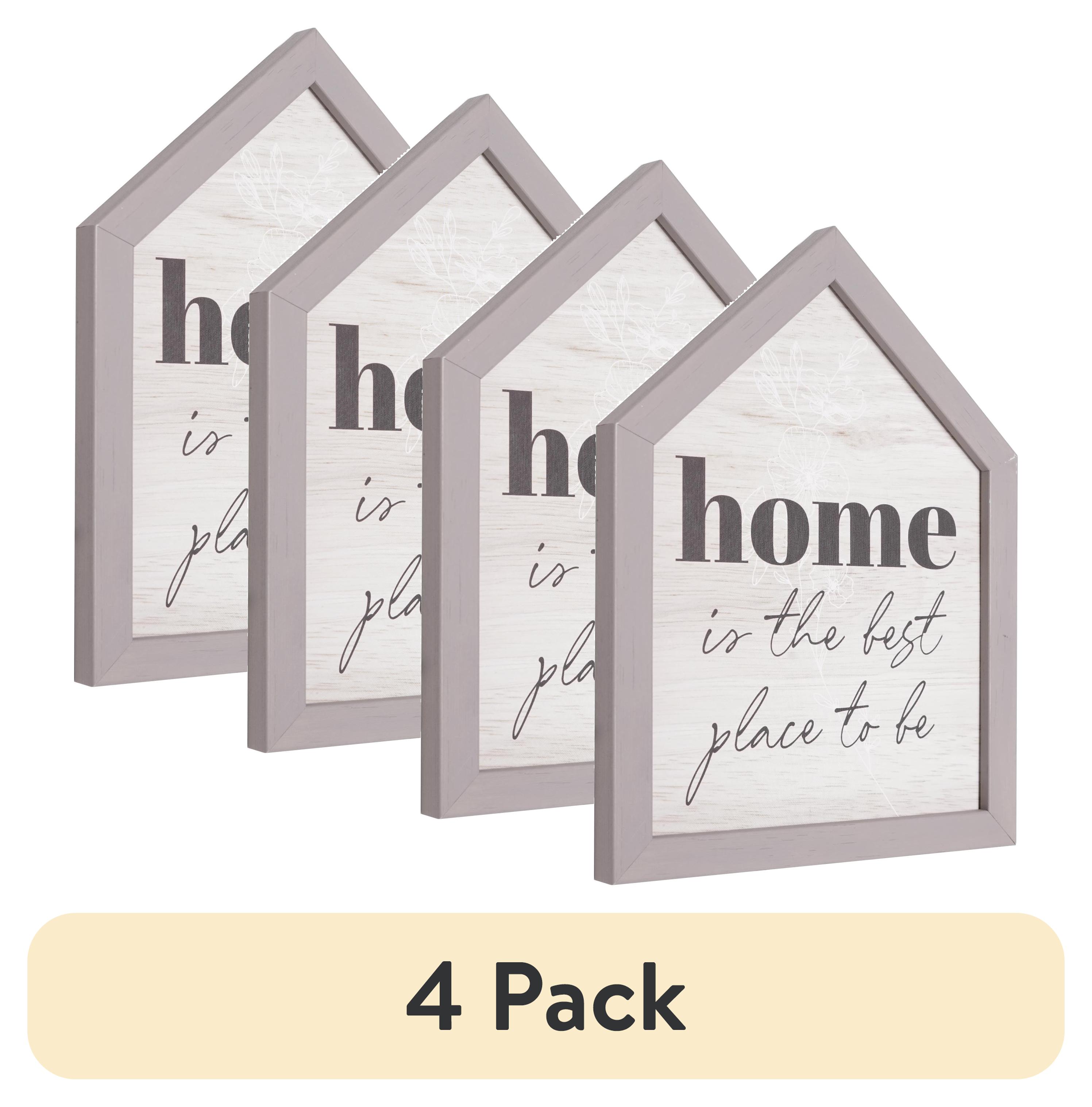 (4 pack) Crystal Art Gallery Home Typographic House-Shaped Framed Wall Plaque Art - 8" x 6"