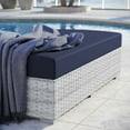 thumbnail image 6 of Lounge Chair Ottoman, Rectangular, Rattan, Wicker, Light Grey Gray Blue Navy, Modern Contemporary Urban Design, Outdoor Patio Balcony Cafe Bistro Garden Furniture Hotel Hospitality, 6 of 6