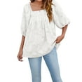 thumbnail image 2 of Sonducket Blusa de mujer de manga corta, camisa holgada, ropa de verano para mujer Prendas para la parte del cuerpo Blanco L, 2 of 6