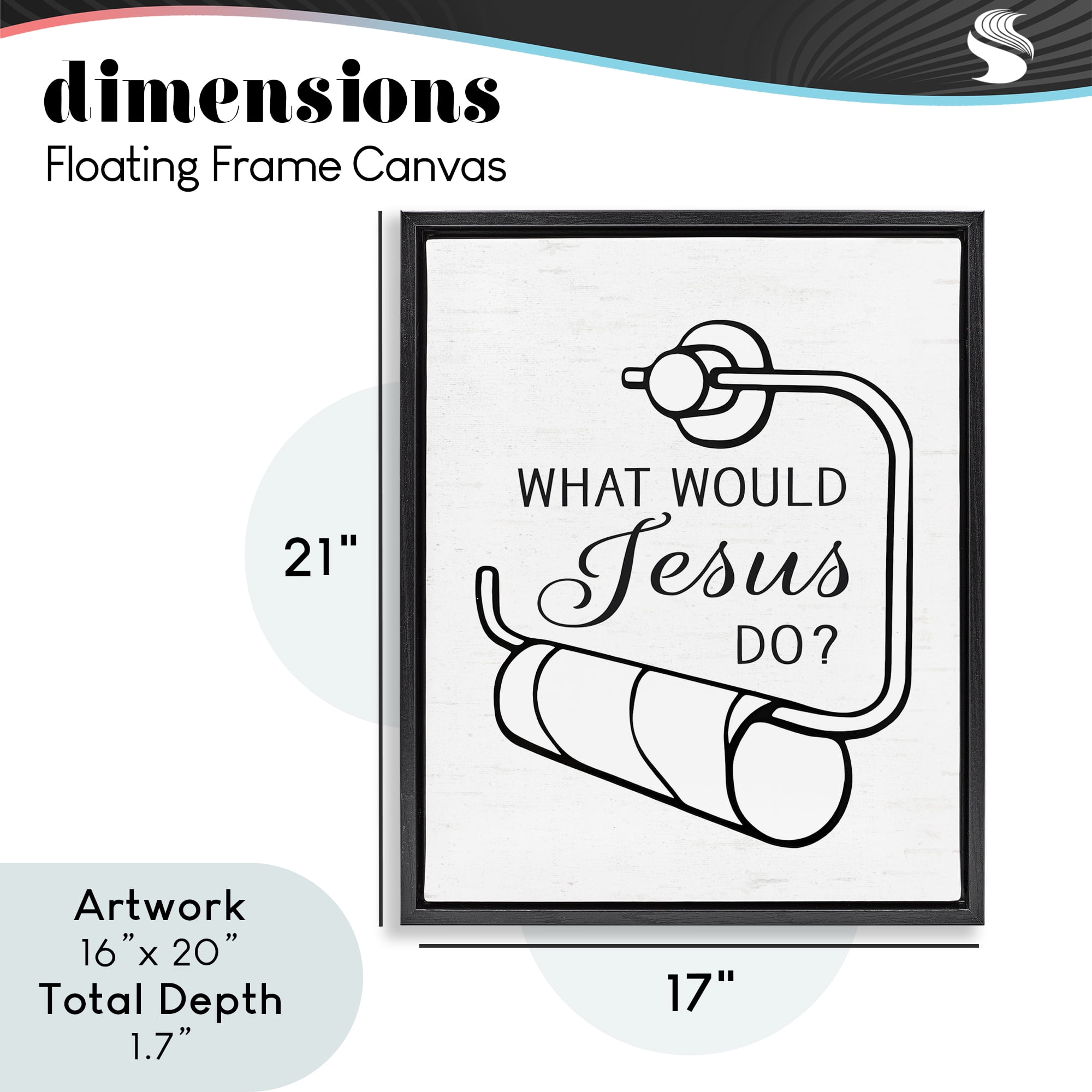 What Would Jesus Do Toilet Paper Black Framed Floater Canvas Wall Art, design by Lettered and Lined
