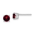 thumbnail image 1 of Boucles d'Oreilles Grenat Rondes en Or Blanc 14k, 1 of 1