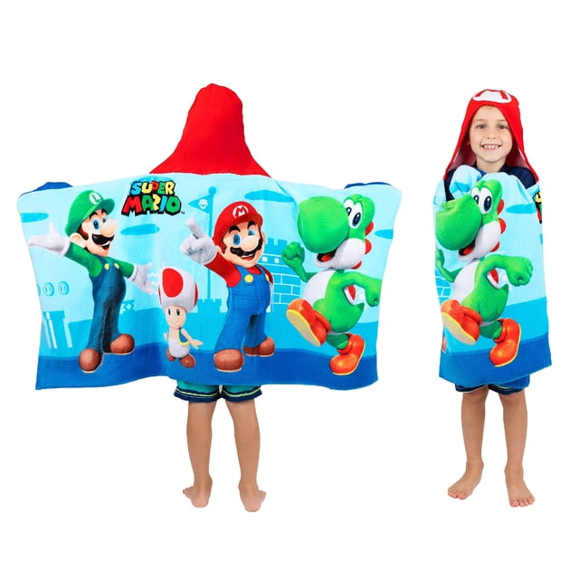 Toalla con capucha Super Mario Soft Cotton Terry para niños de 3 a 7 años