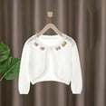thumbnail image 4 of Afuyipoi Girls Lace Trim 100% Cotton Knit Bolero Cardigan Long Sleeve Top for Kids Size 1-8Y Summer Light Layering White Size 5T, 4 of 7