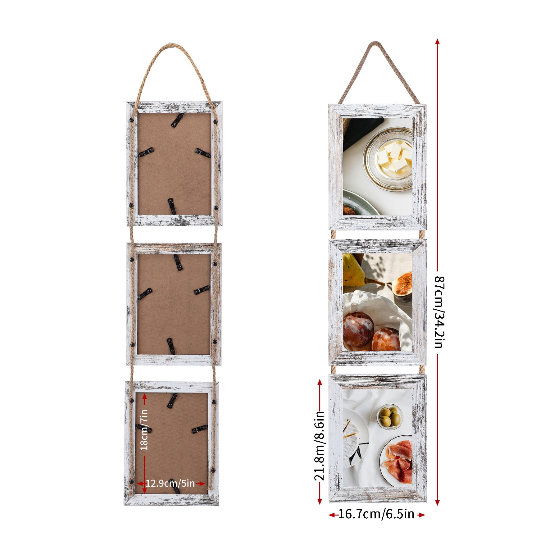 5x7 Collage Picture Frames White, 2 Packs Hanging Photo Frame for Wall