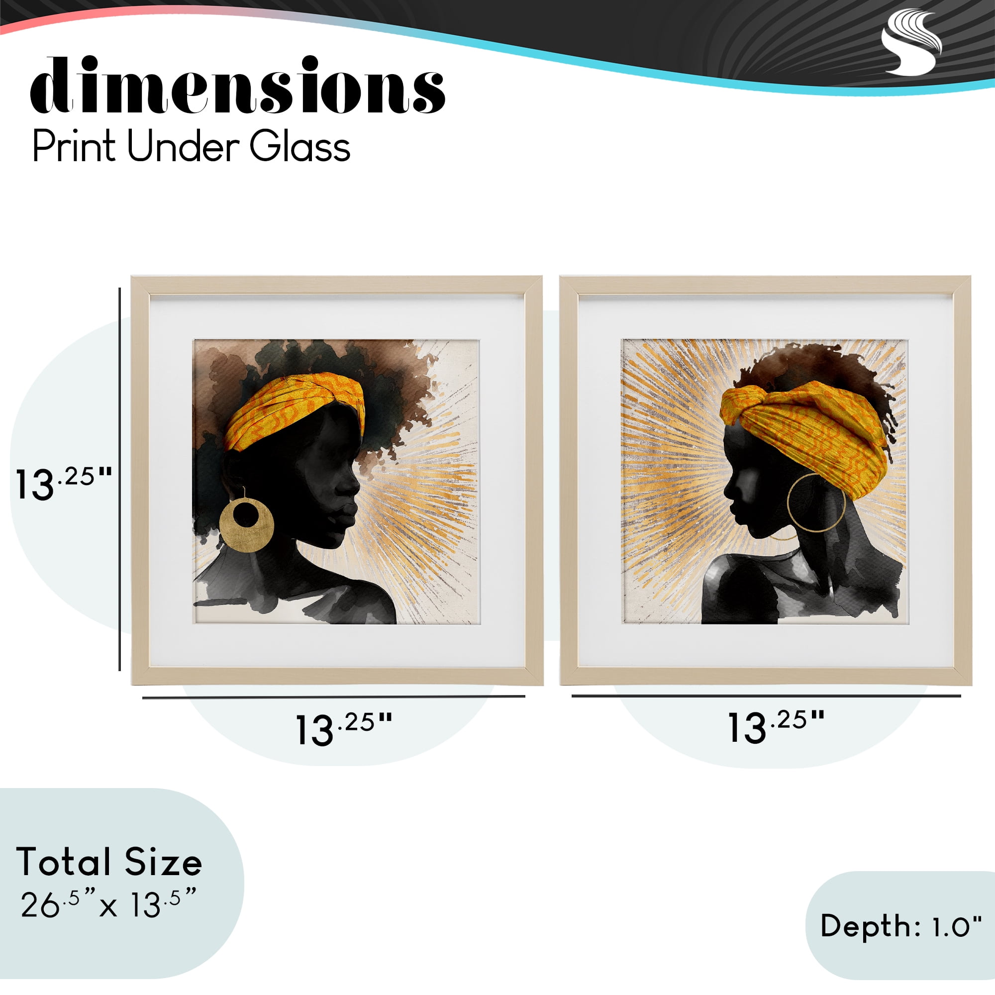 Stupell Industries Radiant Portraits Of Women 2 Piece Birch Framed Print Under Glass Set, design by CAD Designs