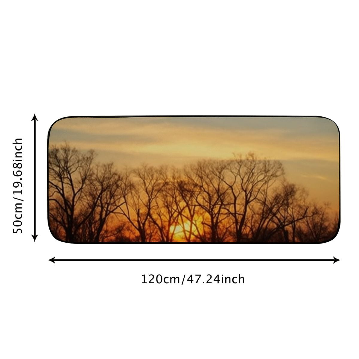 PHYHOO Decorative Door Mat, Door Mat with Non-Slip Rubber Backing, Easy Cleaning, Traps Dirt, Rug for Entry, Patio, Garage - Dawn Tree Nature Sunset Sun 19.68*47.24 in
