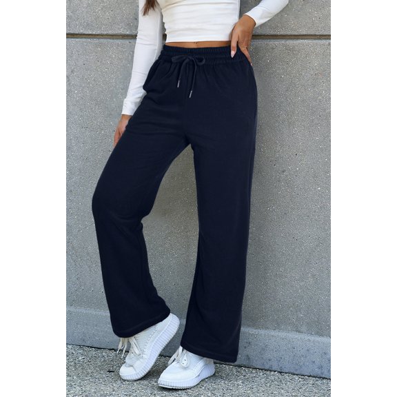 Casuashion Navy Blue Fleece Lined Drawstring Pants - Stylish, Warm, & Comfortable
