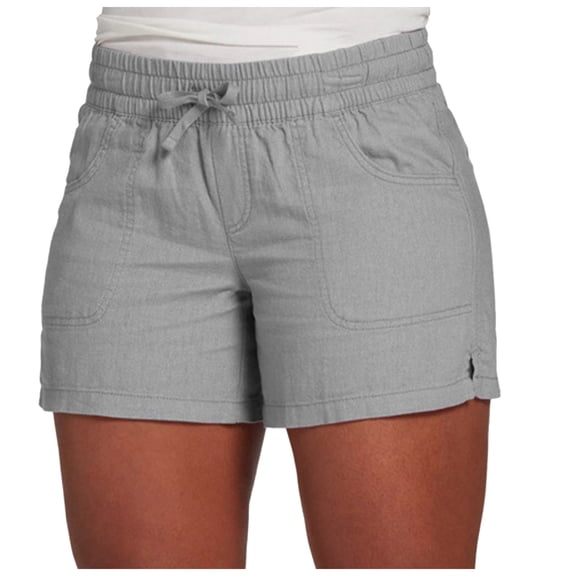 vigerkar Womens Solid Color Slim Straight Shorts Elastic Mid Waist Drawstring Athletic Lounge Shorts (Grey, M)