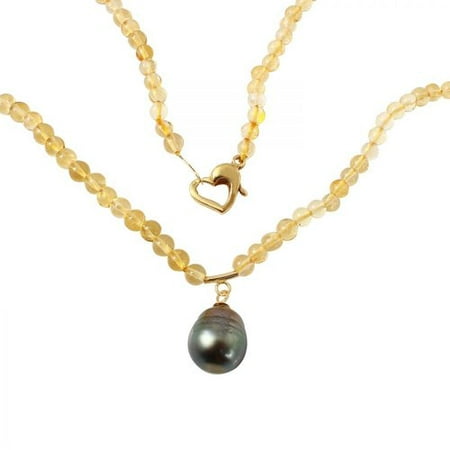 Foreli 10MM Tahitian Pearl 14K Yellow Gold Necklace