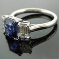 thumbnail image 3 of 2.84 Ct Emerald Cut Genuine Blue Sapphire Diamond Beautiful Three Stone Ring for Wedding 14K White Gold Size 10.5, 3 of 10