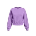 thumbnail image 7 of Womens Crewneck Cropped Sweatshirts Long Sleeve Pullover Tops with Pocket,Solid Color Pullover Top,Ladies Oversized Sweater Purple XL, 7 of 7