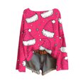 thumbnail image 2 of Piuwrlz Fall Winter Pullover for Girls Crewneck Christmas Patterns Sweatshirts Hot Pink Size 11-12 Years, 2 of 9