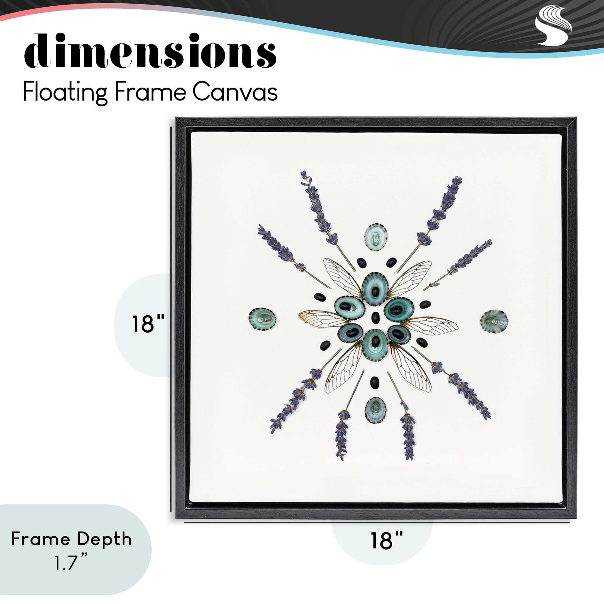 Stupell Industries Lavender & Delicate Wings Black Framed Floater Canvas Wall Art, design by Beth Adoette