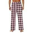 thumbnail image 4 of DENGDENG Christmas Fuzzy Pajama Pants Plaid Baggy Flannel Fuzzy Pjs Bottoms Cozy Microfleece Lounge Pants Cute Drawstring Warm Loose Fit Pajamas Pants with Pockets Pink M, 4 of 5