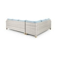 thumbnail image 6 of Better Homes & Gardens Brookbury 4-Piece Outdoor Wicker Patio Sectional Dining Set, White Wicker/Chambray Blue Cushions, 6 of 10