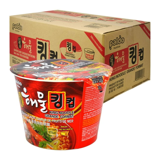Il Poom Seafood Instant Big Cup Noodles with Spicy Seafood Based Broth, Best Oriental Style, Original Korean Ramyun, K-Food, 일품 해물라면 킹 컵 110g (3.88 oz) x 16 Pack
