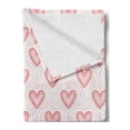 thumbnail image 2 of Pearls Soft Flannel Fleece Throw Blanket, Dotted Heart Pattern Love Themed Illustration Valentines Day Adornment, Cozy Plush for Indoor and Outdoor Use, 50" x 70", Blush Cream Red, by Ambesonne, 2 of 5