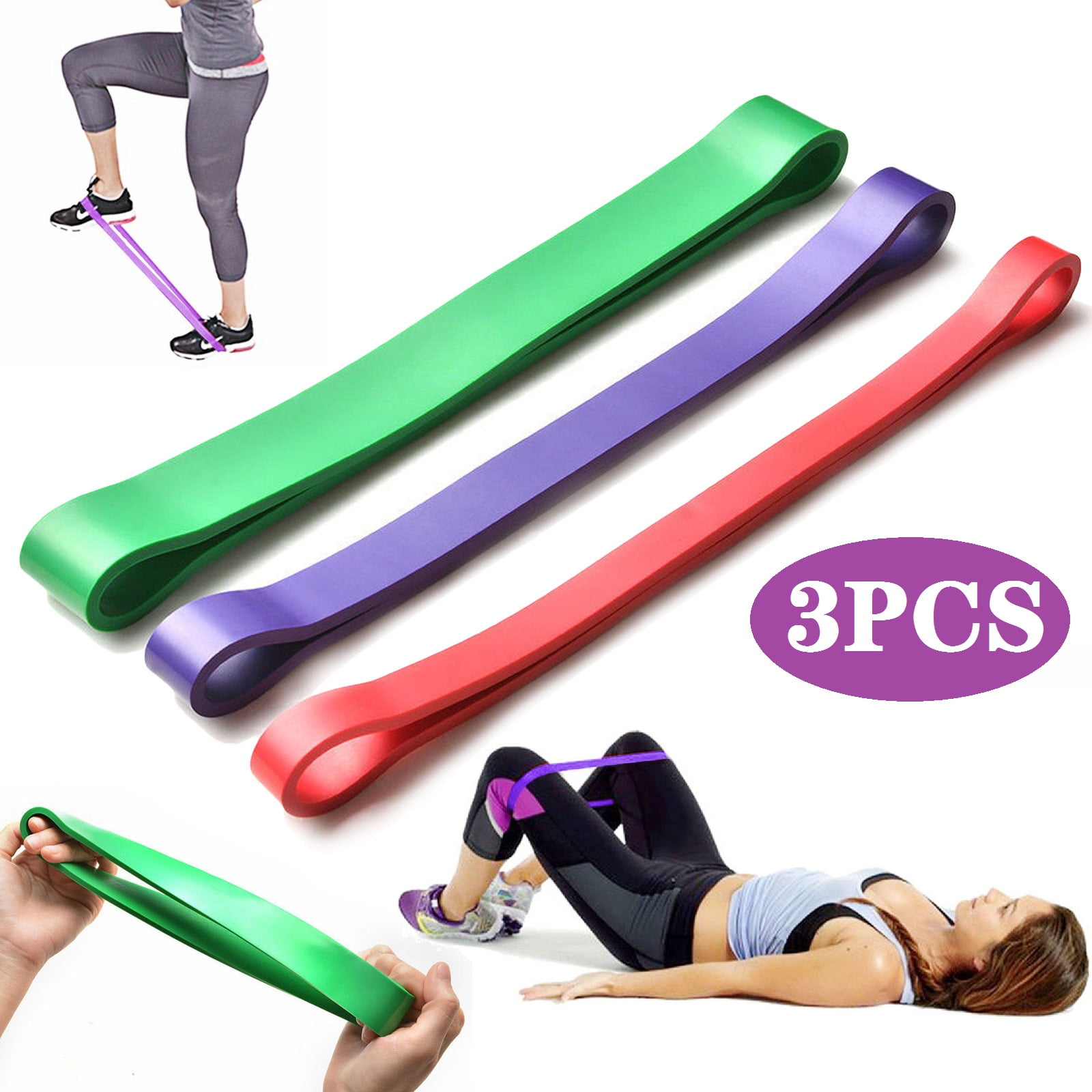 Set 3 Heavy Duty Resistance Band Loop Exercise Yoga Workout Power Gym Fitness HO