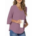 thumbnail image 3 of UVN Womens Blouses 3/4 Sleeve V Neck Summer Shirts for Women Chiffon Dressy Casual Tunic Tops, 3 of 9