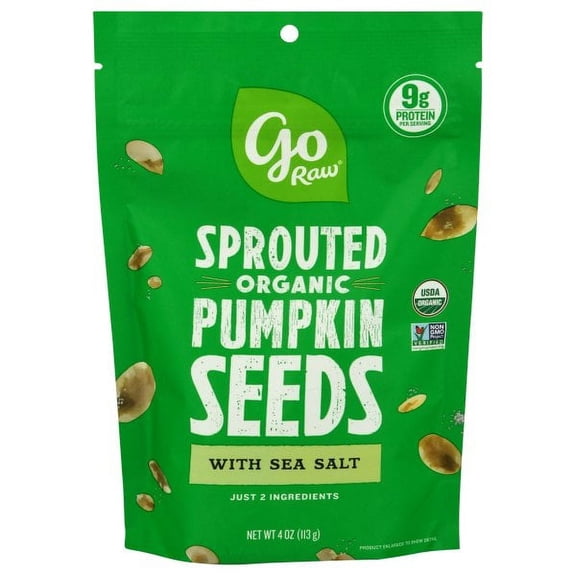 Go Raw Sprouted Organic Pumpkin Seeds 4 oz Sea Salt Snack