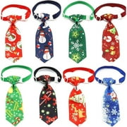 Christmas Elements Pet Puppy Dog Ties with Adjustable Collar, QKURT 8 Packs X-mas Charms Ties for Small Pet Cats Small Dog Puppy