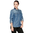 thumbnail image 6 of Women's Denim Blouse Button Down Blue Jean Tencel Long Sleeve Western Shirt Top, Medium Denim, Small, 6 of 6