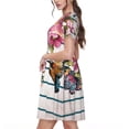 thumbnail image 2 of Lsque Bird and Floral Print Women's Casual Dress T-Shirt Summer Short Sleeve Scoop Neck Swing Dresses, 2 of 6