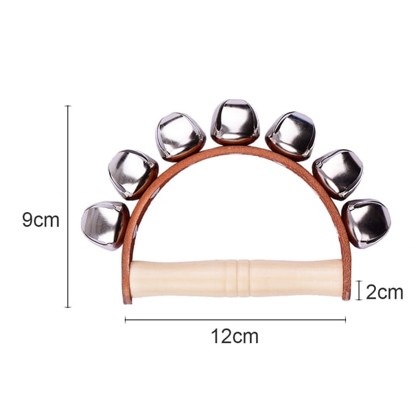 Handbell Hand Bells with 7pcs Jingle Bells Wood Handle for Music