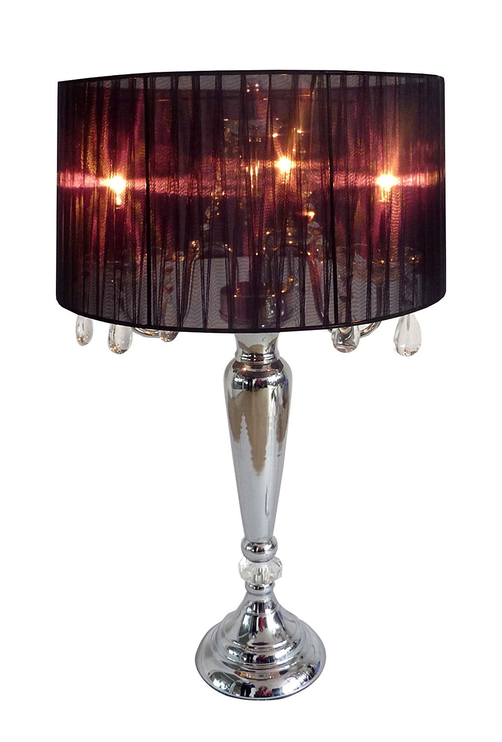 Elegant Designs LT1034 BLK Trendy Sheer Table Lamp with Hanging