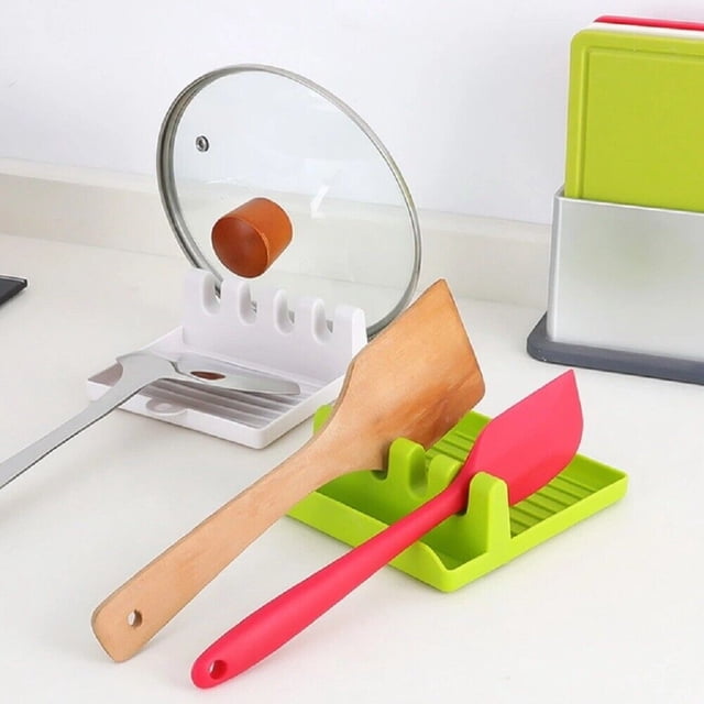 Soporte para utensilios de cocina, resistente al calor, antideslizante, para parrilla, ideal para cucharas, espátulas y pinzas, color blanco.