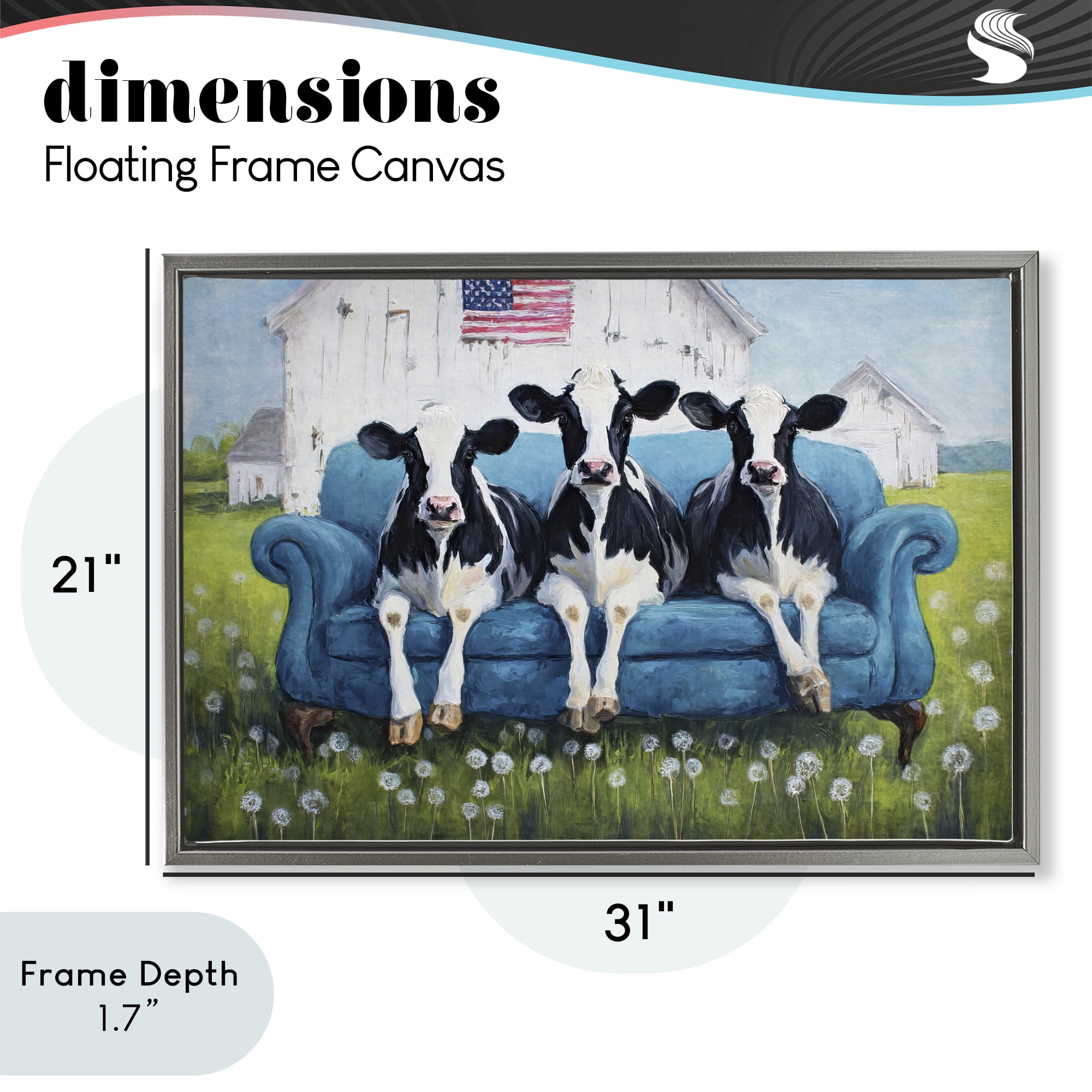 Stupell Industries Barnyard Sofa Sisters Gray Framed Floater Canvas Wall Art, design by Tina LeCour