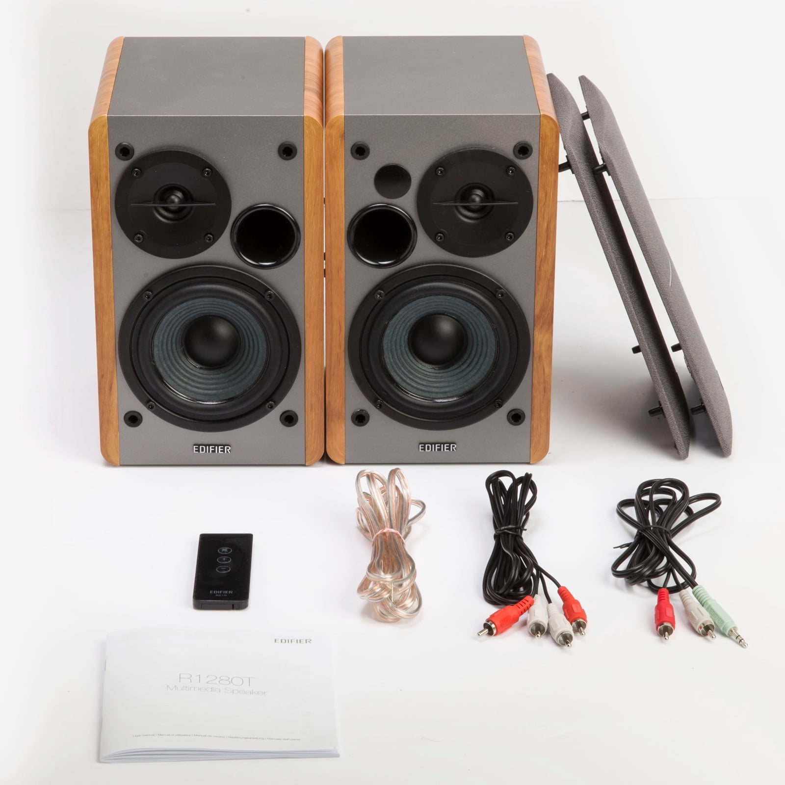 Edifier R1280T Powered Bookshelf Speakers with SS5 Studio Monitor Isolation Pads Set,  1 Pair
