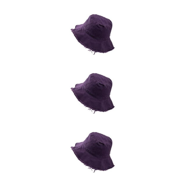 kurtrusly Chapeau Seau Protection Solaire à la Mode pour Activités Extérieures Confort Décontracté Violet 3Set