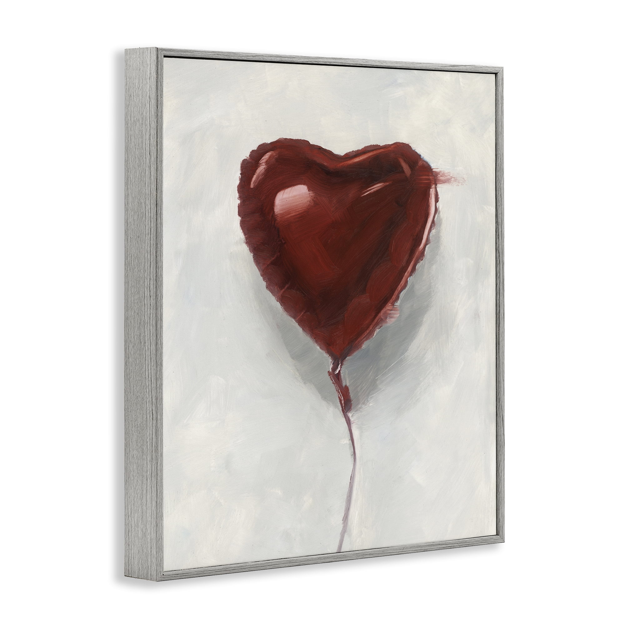Stupell Industries Heart Shaped Balloon Gray Framed Giclee Art, design by Ethan Harper