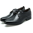 thumbnail image 4 of Tawop Men Dress Shoes Faux Leather Casual Dress Shoes Comfy Business Lace Up Soft Sole Oxfords Black Size:5.5, 4 of 9