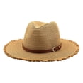thumbnail image 3 of Shadoumai Women Men Straw Panama Hats Summer UPF 50+ UV Protection Beach Hats Packable Wide Brim Fedora Sun Hat, 3 of 6