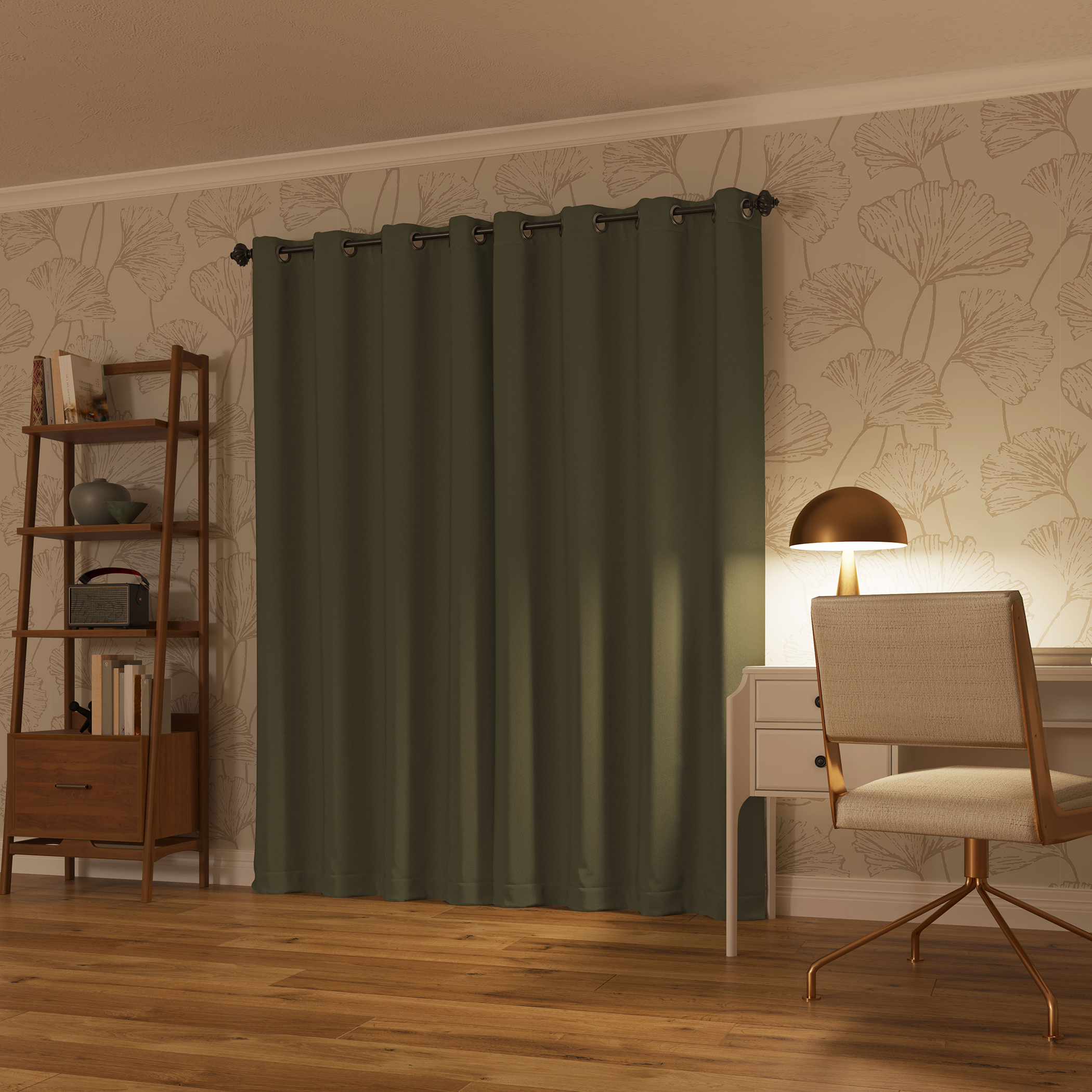 Sun Zero Oslo Theater Grade 100% Blackout Grommet Curtain Panel, 52" x 95", Olive Green (Single Curtain, Rod Not Included)