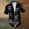 thumbnail image 2 of Halloween Button Up Shirt Men Skull Print Turndown Collar Short Sleeve Regular Fit Shirt Men Casual Graphic, 2 of 5