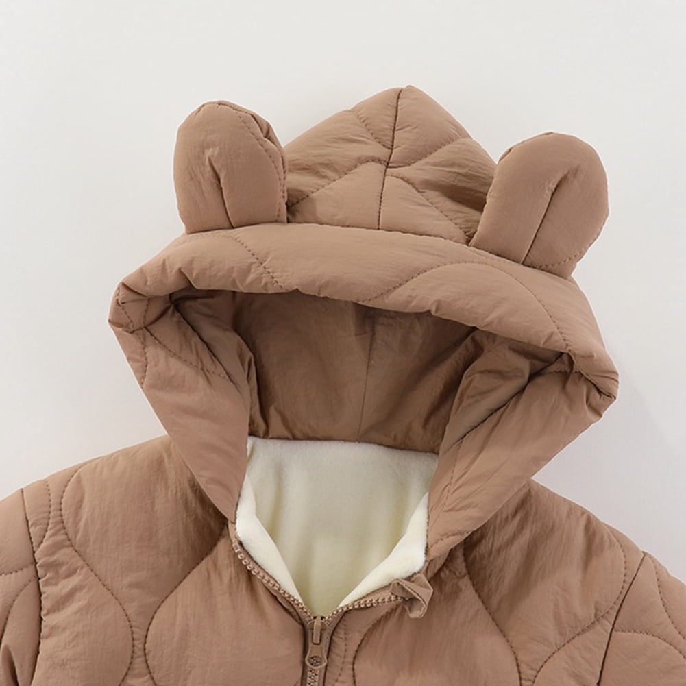 YTDSCS Baby Boys Girls Ears Hooded Bodysuit Infant Zipper Fleece Jumpsuit Newborn Long Sleeve Warm Onesies Fall Winter Cotton Clothes Outfit for 0-12 Months