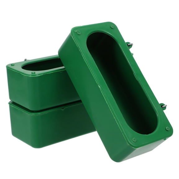 WORGEOUS  3 Pcs Bird Trough Water Dispenser Feeder Tub Food Bowl Green