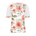 thumbnail image 6 of Patlollav Summer Tops Clearance Woman Causal V-Neck Vintage Print Blouse Short Sleeve T-Shirt, 6 of 7